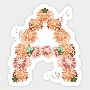 Letter A Floral Sticker